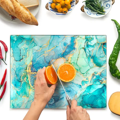 Vista 19 de Tabla de cortar de vidrio Kitchenville 16"x12": Protector de encimera de vidrio templado para la cocina - Duradero - Resistente a los arañazos