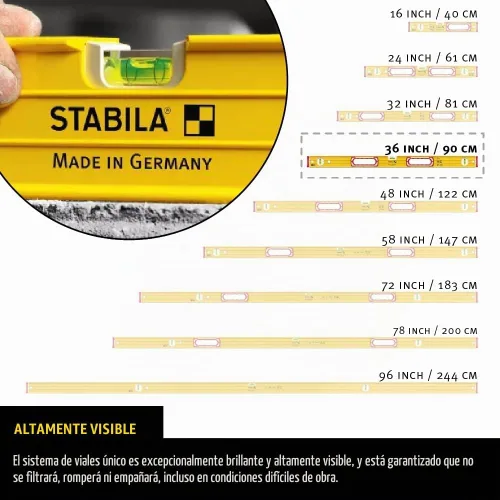 Vista 3 de STABILA Nivel de alto rendimiento tipo 196, 48 pulgadas, número de catálogo