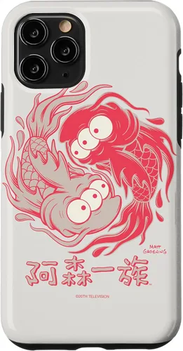 Vista 27 de Funda blanca japonesa para iPhone 16 Los Simpsons Koi Blinky Yin Yang