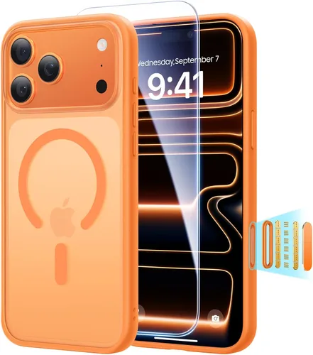 Vista 14 de Funda magnética 3 en 1 a prueba de golpes para iPhone 17 Pro, compatible con MagSafe, protección militar superior, 1 protector de pantalla + 1