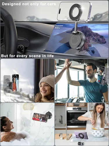 Vista 6 de Soporte Magnético para Teléfono para Coche [Sución Más Fuerte de 120+ LB & Magnetismo Más Fuerte de 2800gf] Soporte de Teléfono para Coche Ajustable