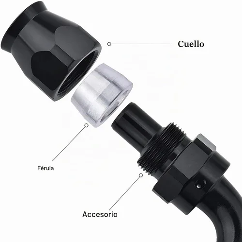 Vista 2 de EVIL ENERGY 10AN PTFE Extremo de Manguera 45 Grados Negro para Manguera PTFE Solo 2 Piezas