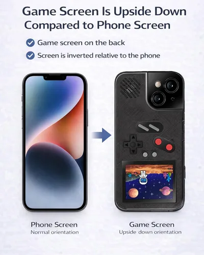 Vista 6 de Funda para teléfono de juegos, 168 videojuegos pequeños integrados, color negro, compatible con iPhone 12 Mini
