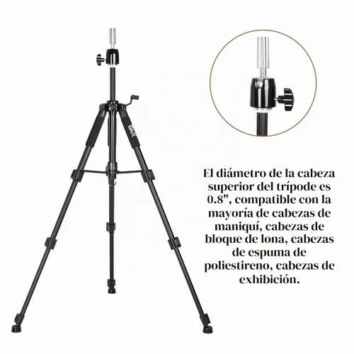 Vista 4 de GEXWORLDWIDE - Soporte de trípode de maniquí de 55 pulgadas, resistente para peluca, bloque de lona, cabeza de maniquí para peluquería cosmetológica