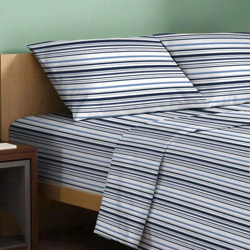 Vista 13 de TEXAS LINEN CO. Paquete de 2 juegos de sábanas de percal de algodón 100% orgánico, suaves, transpirables y refrescantes, con esquinas profundas