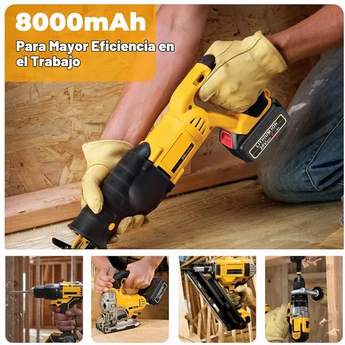 Vista 8 de ARyee Paquete de 4 baterías de repuesto de 20 V 8.0 Ah para Dewalt de 20 V compatibles con 20 V MAX DCB200 DCB201 DCB203, DCB204 DCB205 DCB206