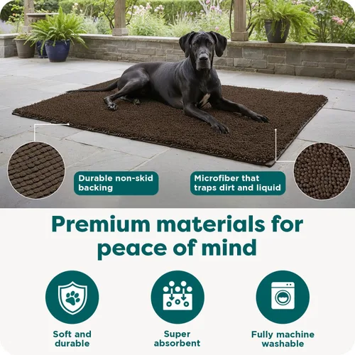 Vista 5 de Tapete de cama Furhaven para mascotas como perros y gatos – Alfombra para comida y toalla de baño de gamuza y felpilla absorbente para patas sucias