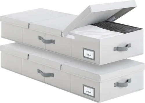 Vista 7 de GRANNY SAYS Paquete de 2 organizadores debajo de la cama, organizador debajo de la cama con tapa superior para dormitorio, contenedores