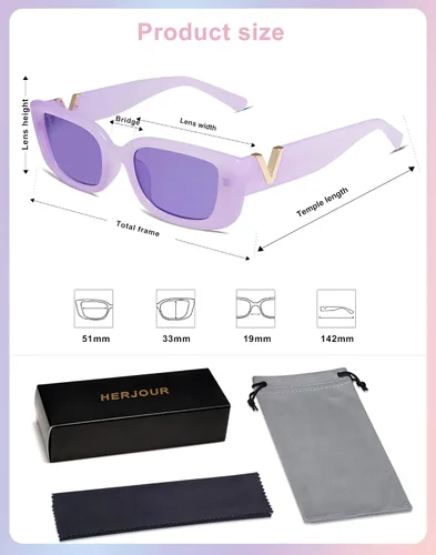 Vista 38 de Allarallvr Lentes de sol rectangulares para mujer, estilo retro de los años 90, Y2K, clásicos, vintage, cuadrados, AR82037