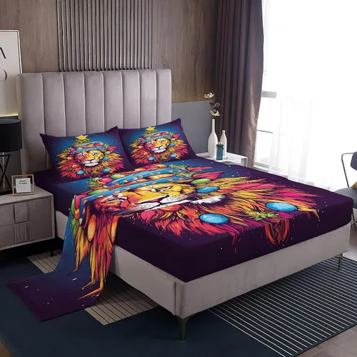 Vista 24 de Juego de sábanas tamaño individual, sábanas para árbol de Navidad, sábanas y fundas de almohada de microfibra de 3 piezas, juego de sábanas