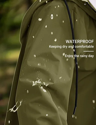 Vista 3 de COOFANDY Chaqueta impermeable para hombre con capucha, impermeable, ligera, activa, larga