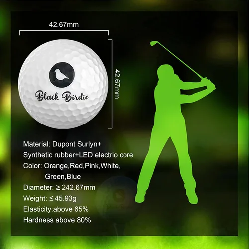 Vista 3 de Blach Birdie Pelotas de golf nocturnas que brillan en la oscuridad se iluminan 10 minutos intermitentes en seis colores para hombres y mujeres