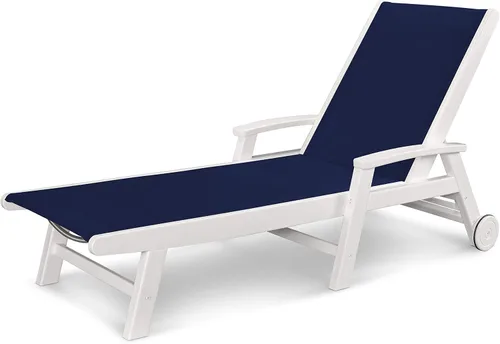 Vista 6 de POLYWOOD® Tumbona costera, negro/honda de arpillera Negro / eslinga de arpillera