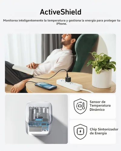 Vista 5 de Anker Bloque de cargador USB C, 20 W PIQ 3.0 de carga rápida compacta para iPhone 17/16/15 y más series, Galaxy, Pixel 4/3, iPad (cable no incluido)