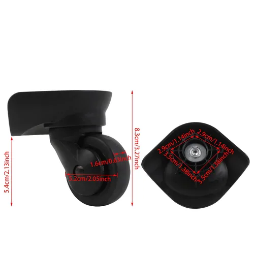 Vista 2 de 2 pares de ruedas de repuesto para equipaje giratorio 360 ruedas de maleta doble rodillo negro (W187)