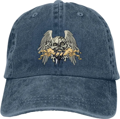 Vista 9 de Cowboy Hat Trendy Hats for Man and Women Djustable Four Season Outdoor Baseball Cap of Hell Skull with Angel Navy Blue