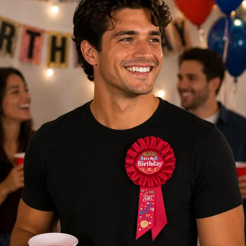 Vista 2 de Beistle It's My Birthday Rosette Party Item, 3-1/4 pulgadas x 6-1/2