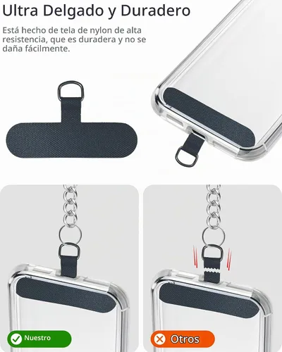 Vista 7 de Correa de muñeca para teléfono con cuentas de perlas, pulsera de teléfono desmontable con lengüeta de sujeción, pulsera universal con cuentas