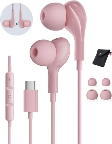 Vista 13 de USB C Headphones for Samsung Galaxy S26 S25 S24 Ultra iPhone 17 16 Pro Max Negro