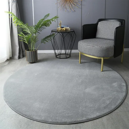 Vista 5 de Alfombra redonda sólida gruesa antideslizante, alfombra de felpa suave y esponjosa para sala de estar, dormitorio, habitación de los niños, Beige