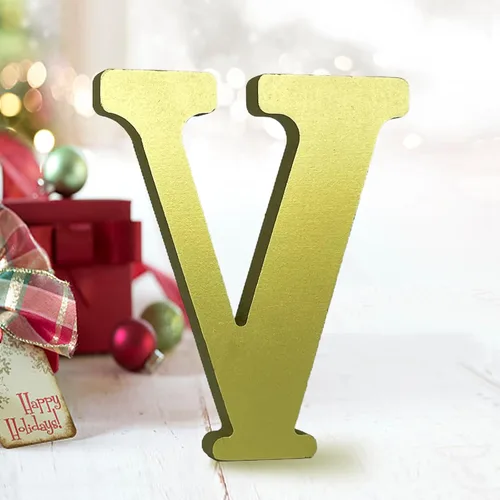 Vista 21 de AOCEAN Letras de madera dorada de 6 pulgadas, letras de madera sin terminar para decoración de pared, letras decorativas de pie en rodajas, tablero