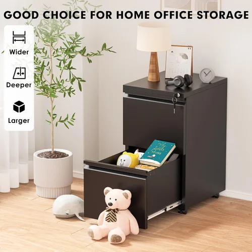 Vista 7 de Pataku Archivador de 2 cajones, archivadores pequeños con cerradura, archivador de metal con 2 cajones, archivadores para oficina en casa