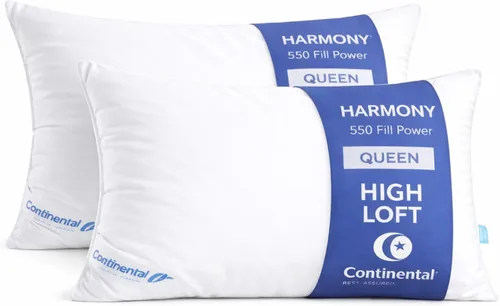 Vista 23 de Continental Bedding Harmony White Goose Down Pillow 550 Fill Power Medium Loft 100% algodón 300 hilos Shell tamaño estándar 1 paquete fabricado