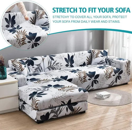 Vista 6 de MIFXIN Funda de sofá modular en forma de L, 2 piezas, fundas elásticas en forma de L con parte inferior elástica para sala de estar, niños, perros