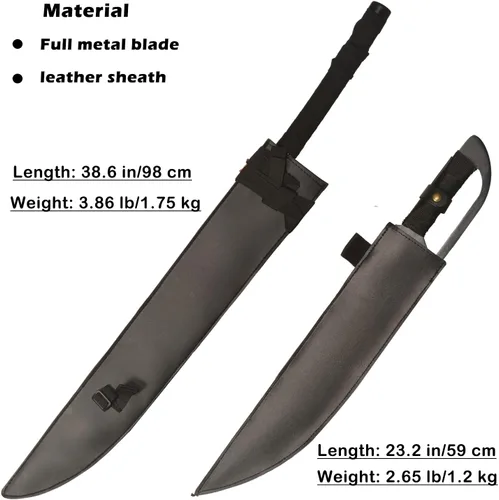 Vista 2 de Juego de dos piezas de espada de anime de metal, espadas dobles Zangetsu de Kurosaki para cosplay, colección