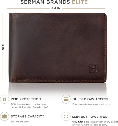 Vista 2 de SERMAN BRANDS Billetera delgada plegable para hombre con bloqueo RFID, cartera minimalista con bolsillo frontal para hombre, delgada y elegante