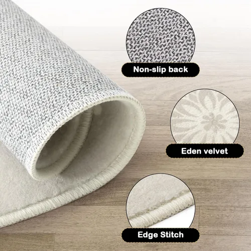Vista 3 de Carvapet Alfombra redonda de 3 pies, alfombra circular con estampado de mandala, antideslizante, lavable, suave para entrada, baño, guardería