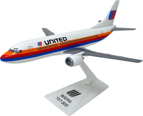 Vista 2 de United (76-93) 737-300 Escala 1:180 - Modelo de avión de plástico a presión - Réplica coleccionable de aviones United Airlines - Parte #