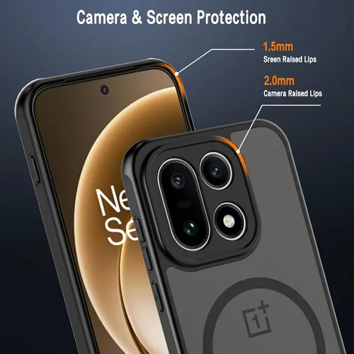 Vista 6 de Funda magnética para OnePlus 15 con 2 protectores de pantalla de vidrio templado, [compatible con MagSafe] a prueba de golpes, delgada funda