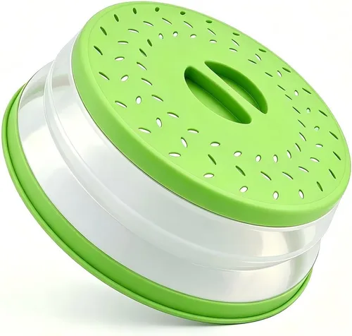 Vista 46 de Cubierta plegable para salpicaduras de microondas, cubierta para platos de microondas con ventilación de vapor, silicona y plástico sin BPA