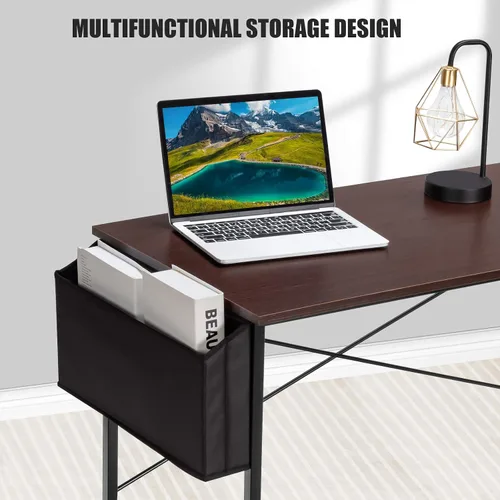 Vista 3 de Mesa de escritorio para computadora, escritorio de computadora de oficina en casa de 47 pulgadas con bolsa de almacenamiento, escritorio de estudio