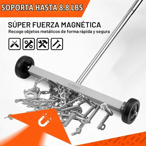 Vista 7 de HORUSDY Barredora magnética rodante de 17 pulgadas con ruedas, mango ajustable, imán resistente de capacidad de 8.8 libras para recoger las uñas