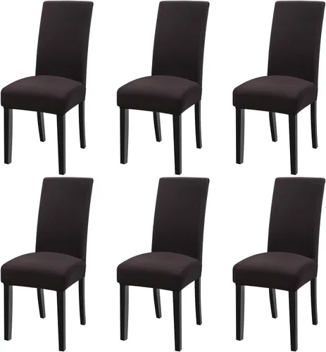 Vista 32 de Fuloon Paquete de 4 Fundas Protectoras para Asientos de Sillas de Comedor Super Ajustadas Elásticas Extraíbles Lavables Cortas para Hotel, Comedor
