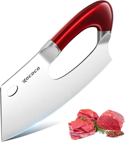 Vista 12 de ROCOCO Cuchillo de Chef Serbio Cuchillo Carnicero Cuchilla con Funda para Cocina Exterior BBQ Camping Regalo de Cumpleaños Padre Madre Navidad