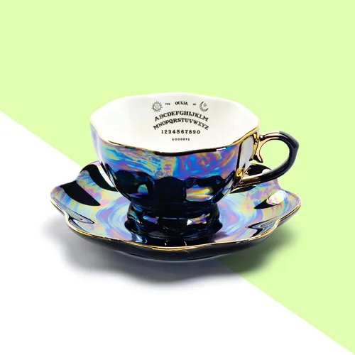 Vista 4 de Grace Teaware Ouija Board - Taza de té y platillo con borde dorado