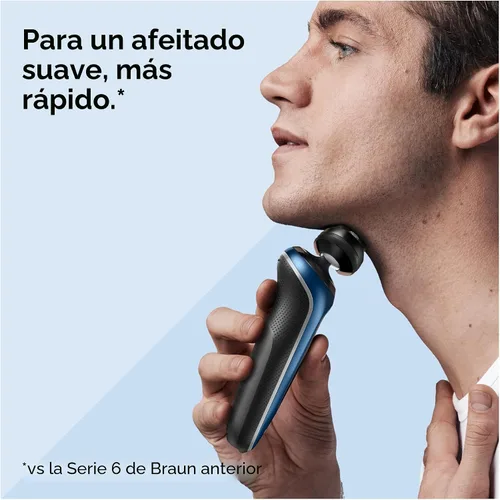 Vista 2 de Braun Maquinilla de afeitar eléctrica para hombre, serie 6 6120s, afeitado en húmedo y seco, modos de afeitado turbo y suave, con recortador