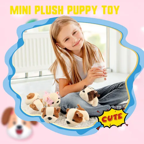 Vista 4 de 16 piezas de lindo juguete de peluche de 4 pulgadas, mini juguete de peluche para cachorros, animales de peluche, colgantes para fiestas