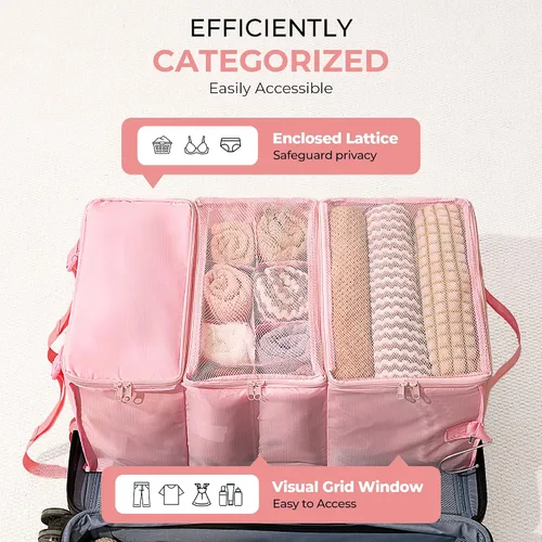 Vista 4 de GRANNY SAYS Cubos de embalaje colgantes para viajes, organizador portátil grande de maleta colgante, bolsas plegables de compresión para ropa