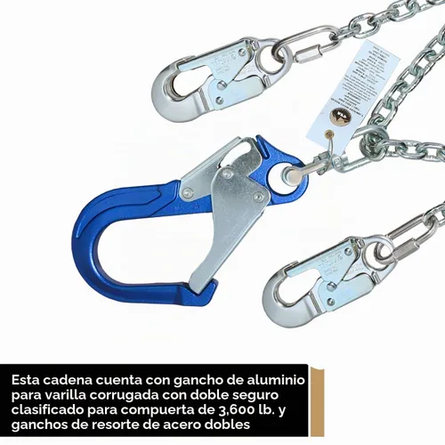 Vista 3 de Conjunto de cadena de posicionamiento de barra de refuerzo AFP con gancho giratorio (aluminio)