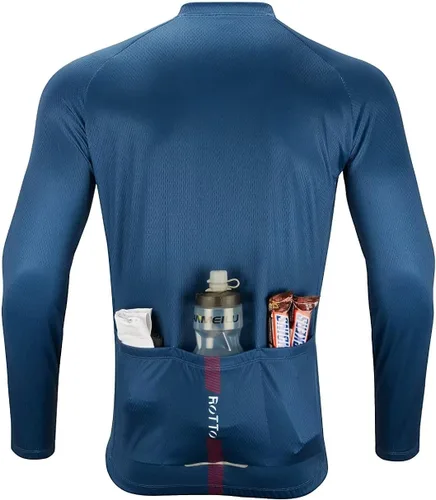 Vista 3 de ROTTO Camiseta de ciclismo para hombre, manga larga, serie Simple Line