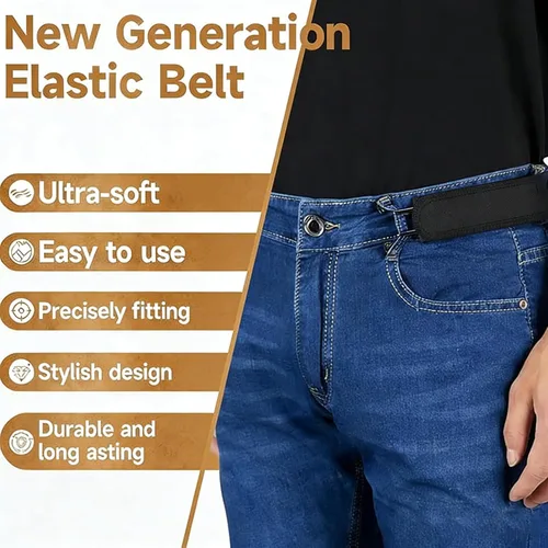 Vista 3 de Ganchos para cinturón sin hebilla, gancho de metal táctico, cinturón elástico, cinta mágica ajustable, sin hebilla para hombre y mujer