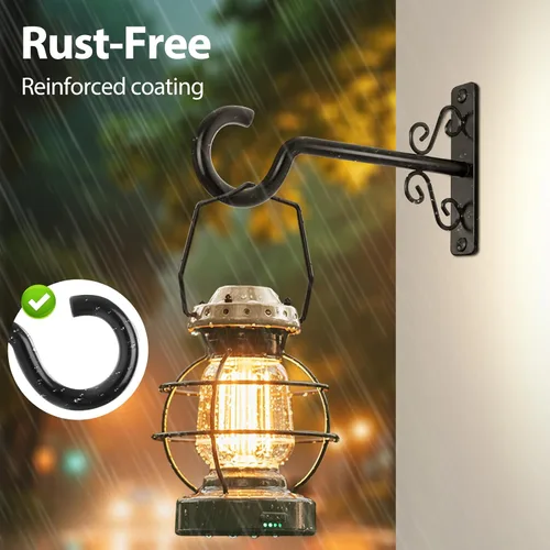 Vista 4 de BOLITE Colgadores de plantas, soportes colgantes de 6 pulgadas para plantas al aire libre o interior, ganchos de pared para colgar comederos