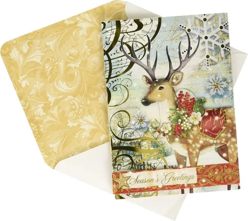 Vista 4 de Punch Studio Child Medallion - Tarjetas navideñas dimensionales en caja con 12 tarjetas y sobres adornados (44696)
