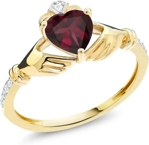 Vista 96 de Gem Stone King Anillo de compromiso claddagh celta irlandés de oro amarillo de 10 quilates con piedra preciosa en forma de corazón de 0.236 in