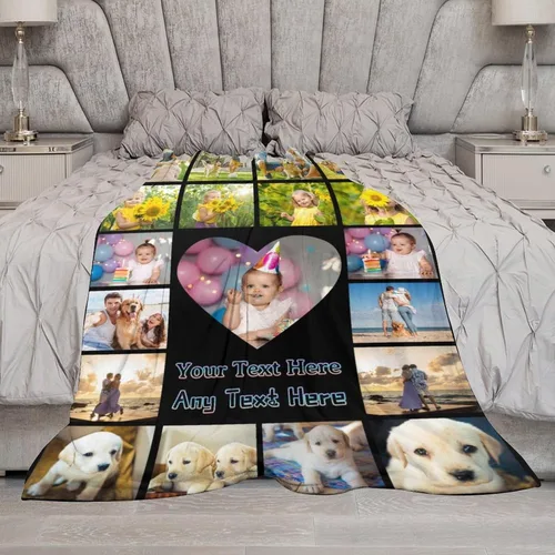 Vista 3 de Artsadd Manta personalizada con foto, mantas personalizadas para papá y abuelo, regalos del Día del Padre, manta conmemorativa para la familia