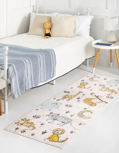 Vista 6 de Unique Loom Whimsy Kids Collection - Alfombra de área con animales (rectangular, 2 pies 2 pulgadas x 2 pies 11 pulgadas, marfil/negro)